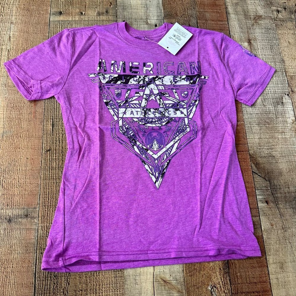 American Fighter purple crestline graphic tshirt youth small